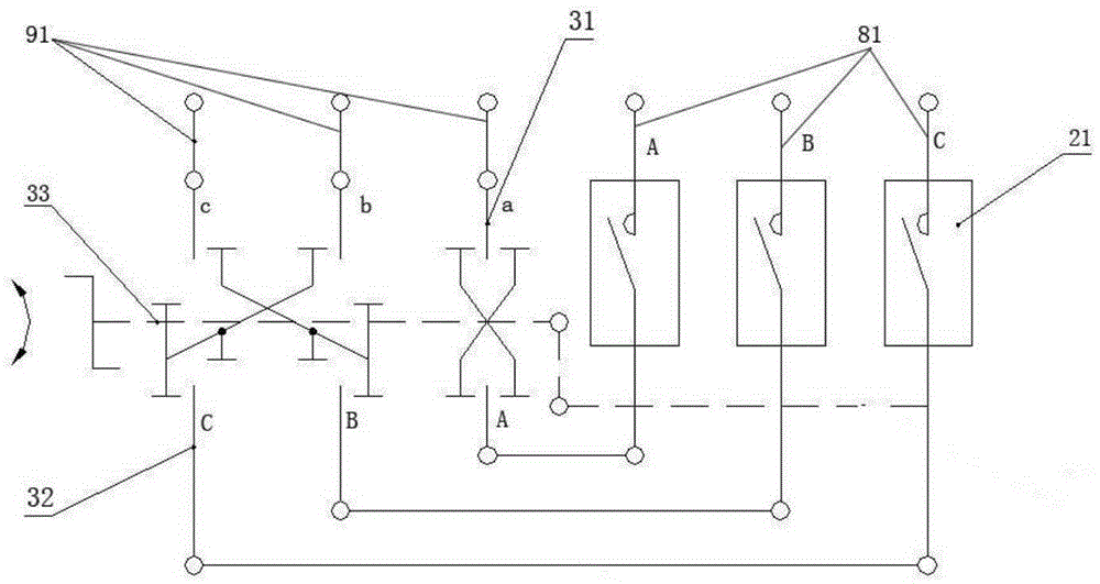 A three-phase isolating switch