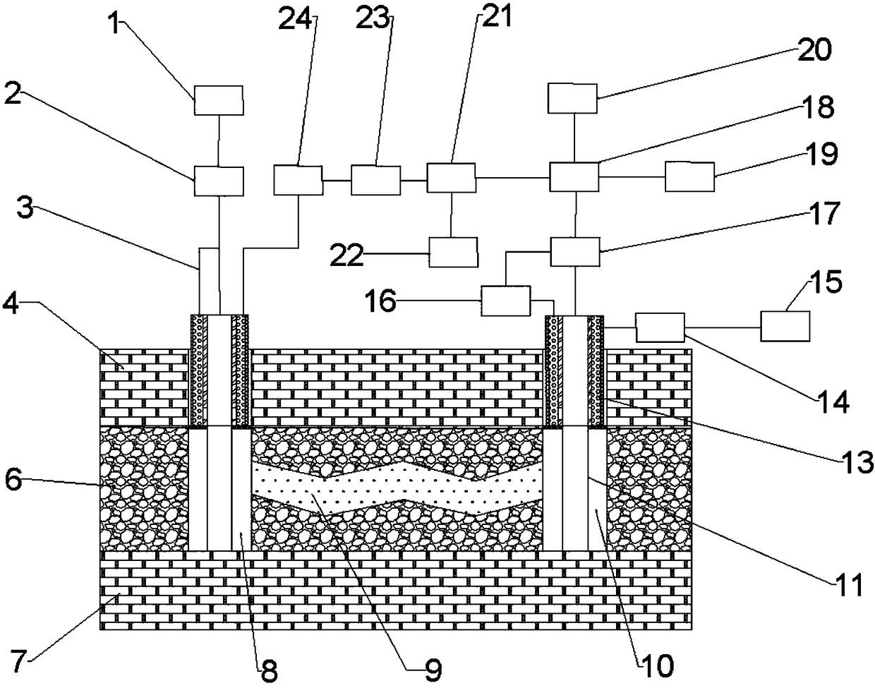 Auxiliary heating device and method for increasing oil-gas recovery rate of oil shale in-situ mining