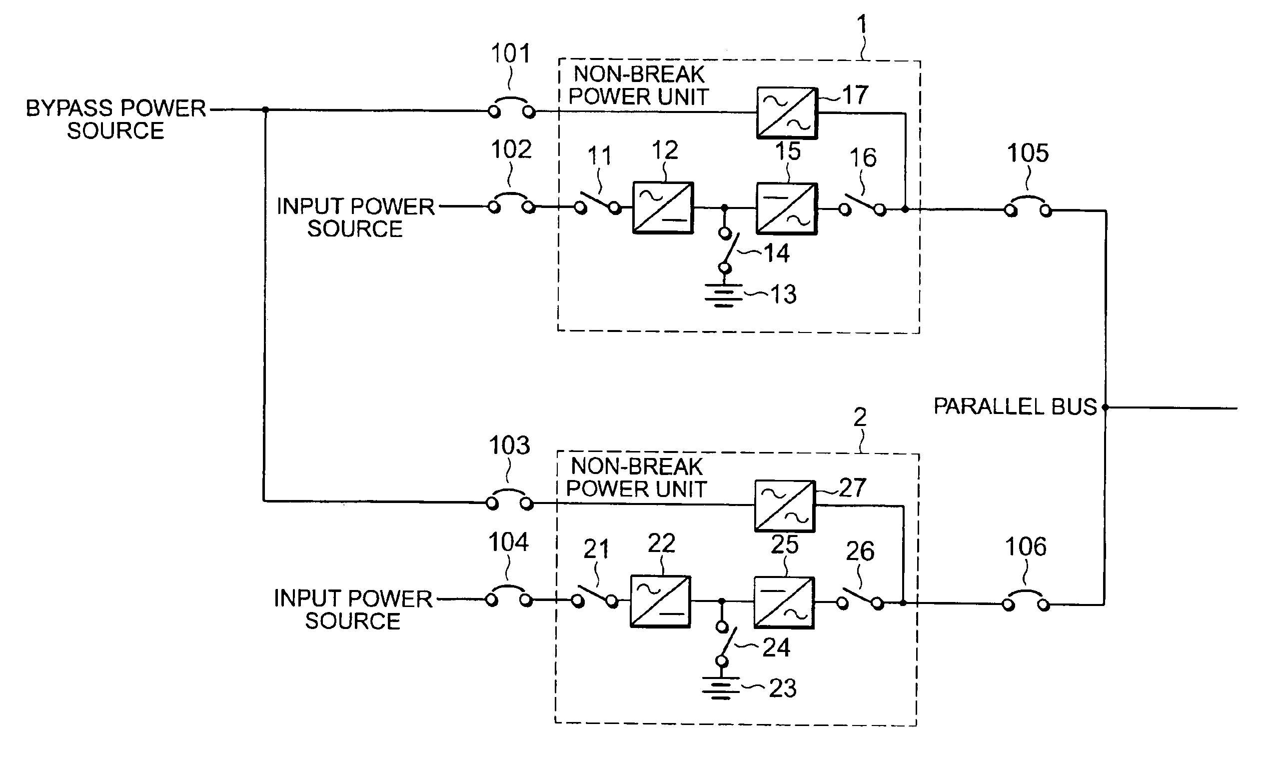 Parallel operating system for uninterruptible power units