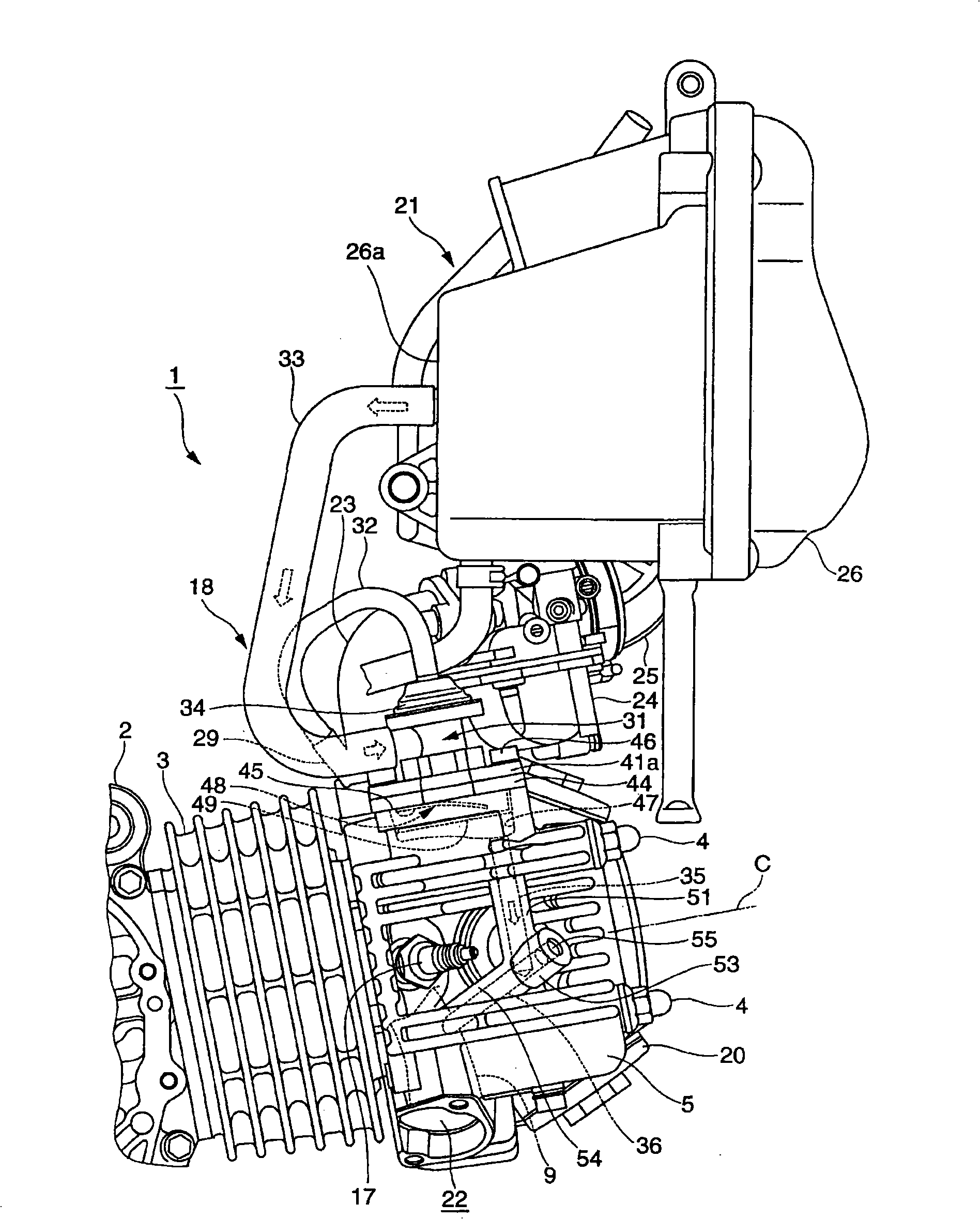 Engine and motorcycle engine