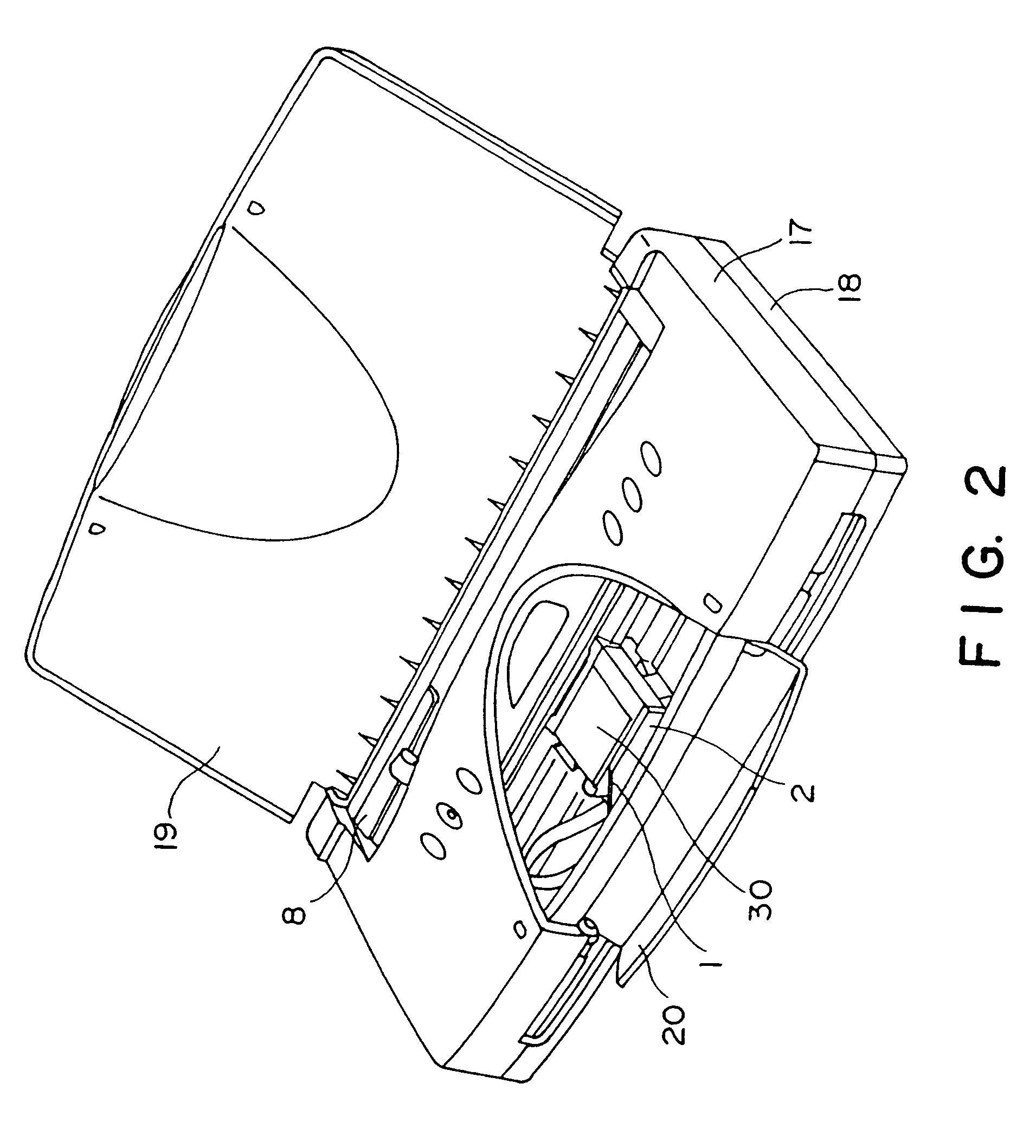 Ink container for ink jet printer, holder for the container, carriage for the holder and ink jet printer