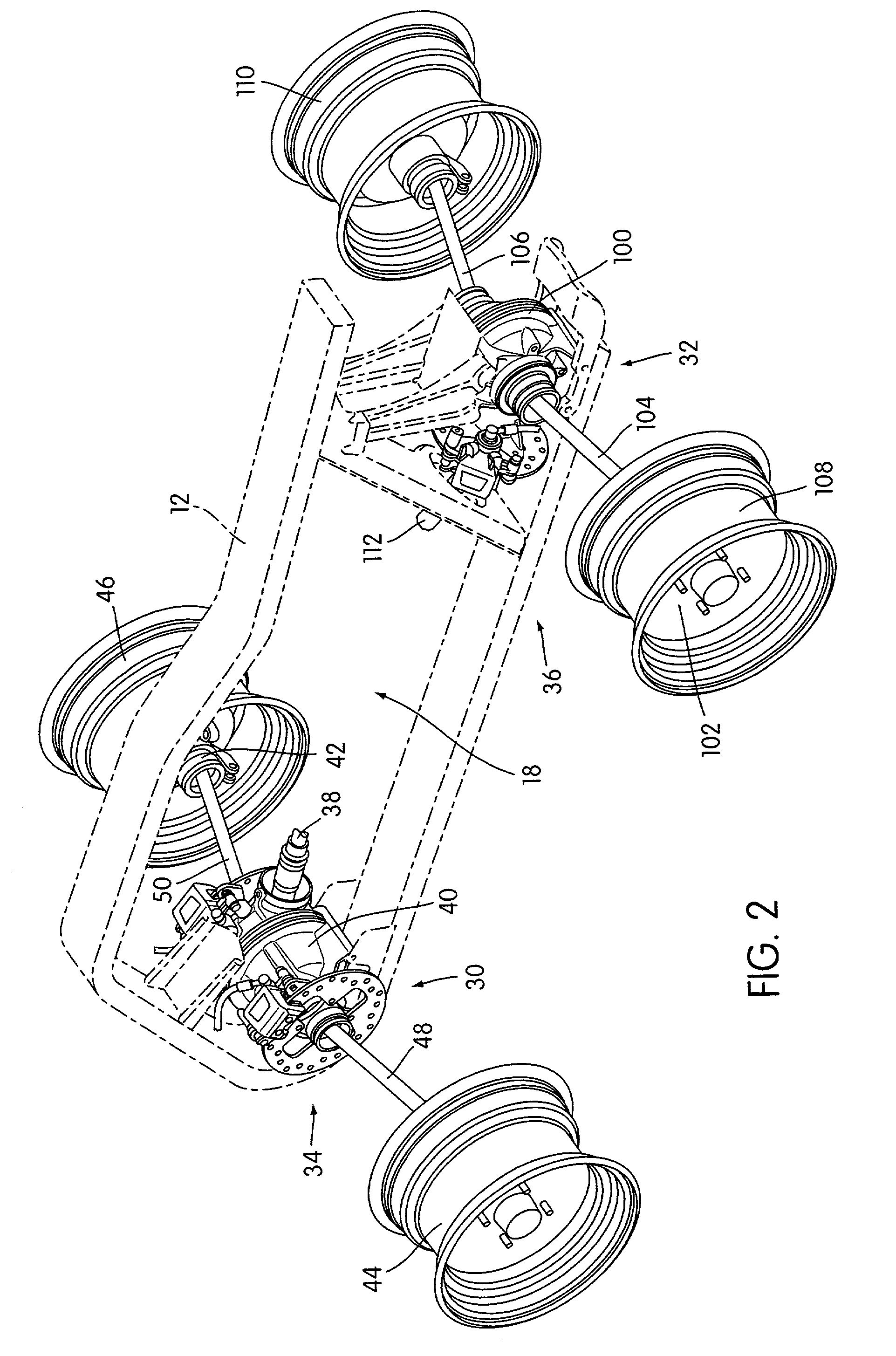 Inboard brake system for a straddle-type all-terrain vehicle