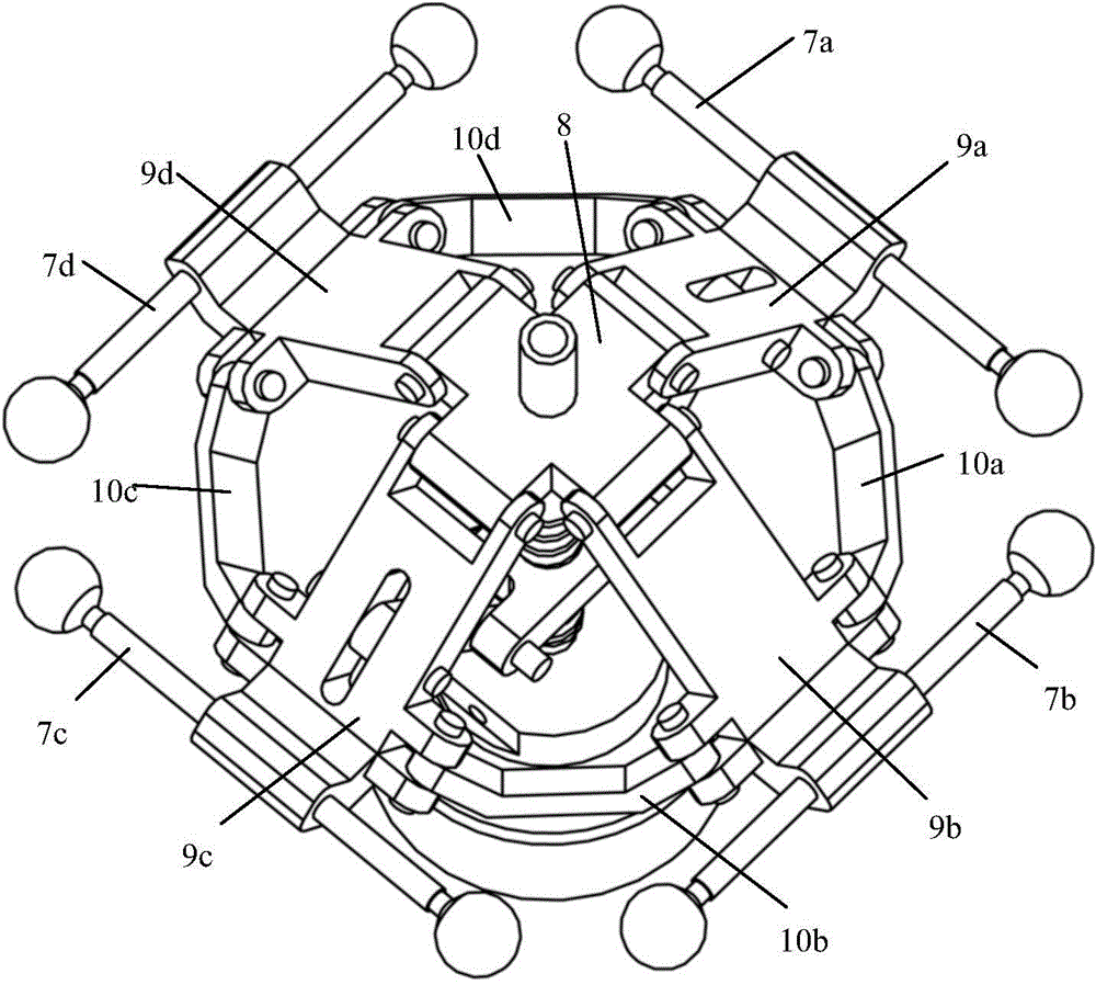 Four-branch three-level one-rotation high-speed parallel manipulator