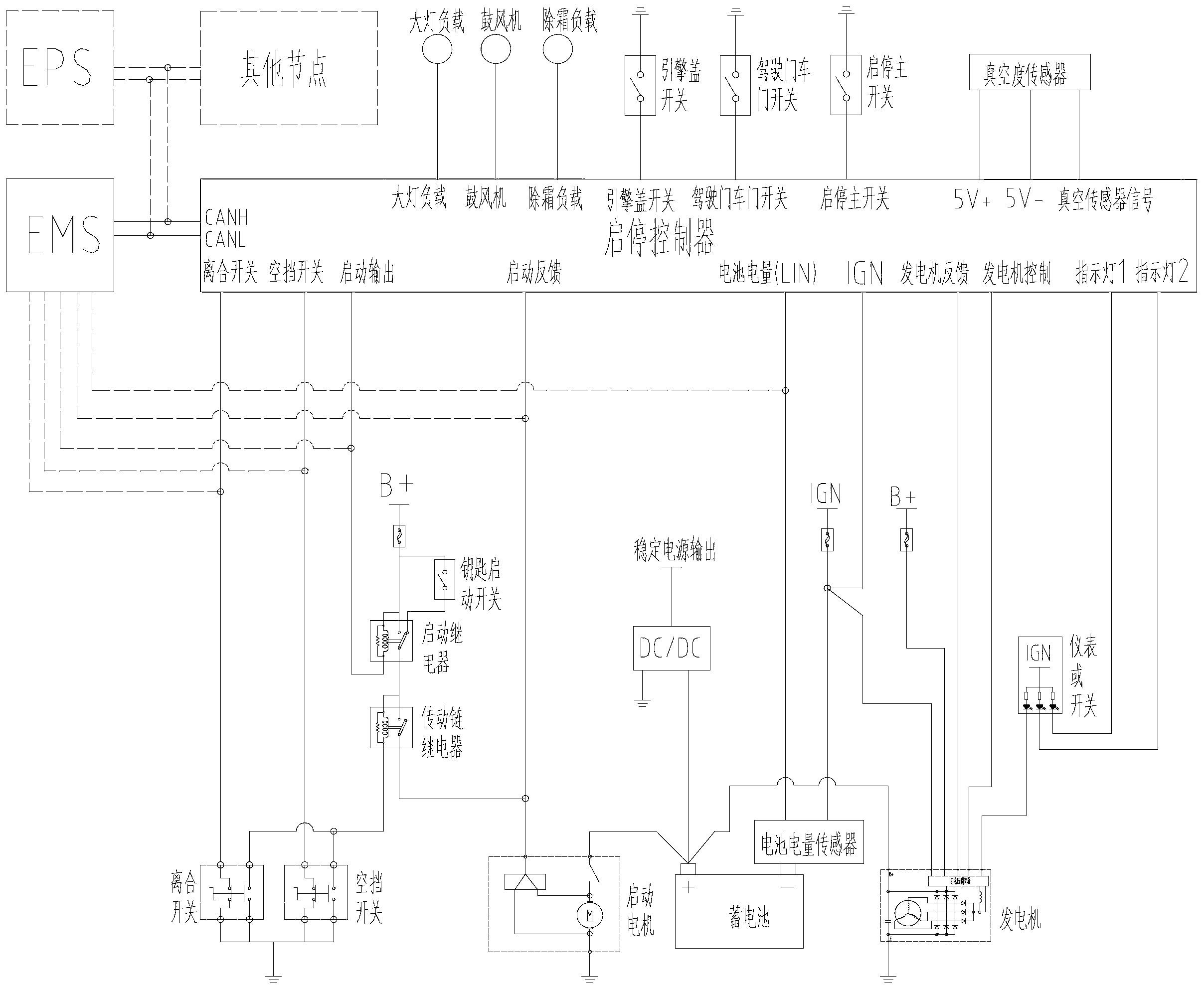 Independent type engine start and stop control system and control method thereof