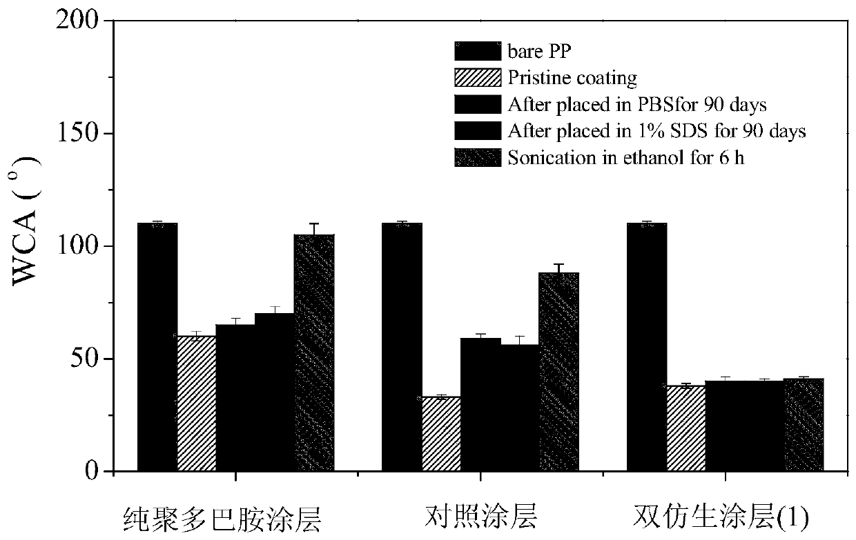 A biomimetic polymer and method and application for making durable dual biomimetic polymer coatings