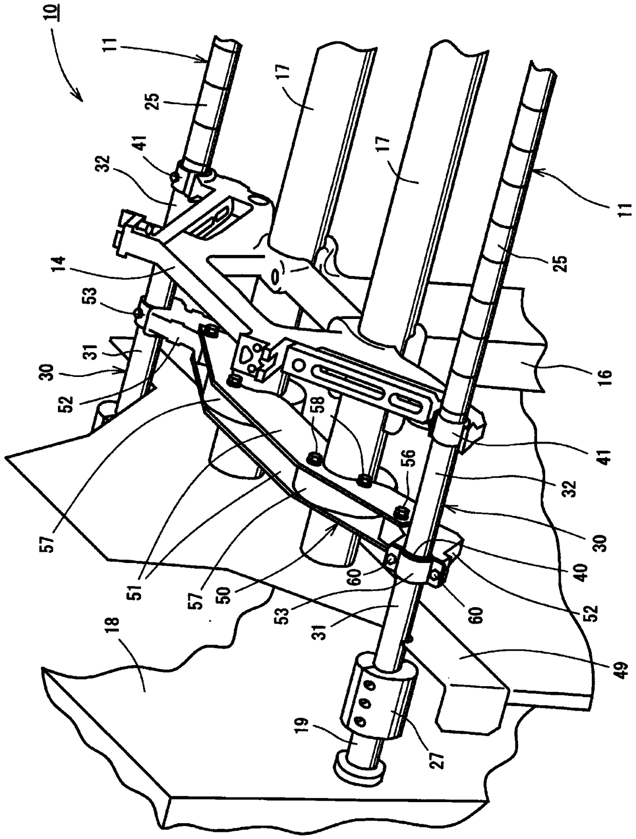 Traction device for spinning machine