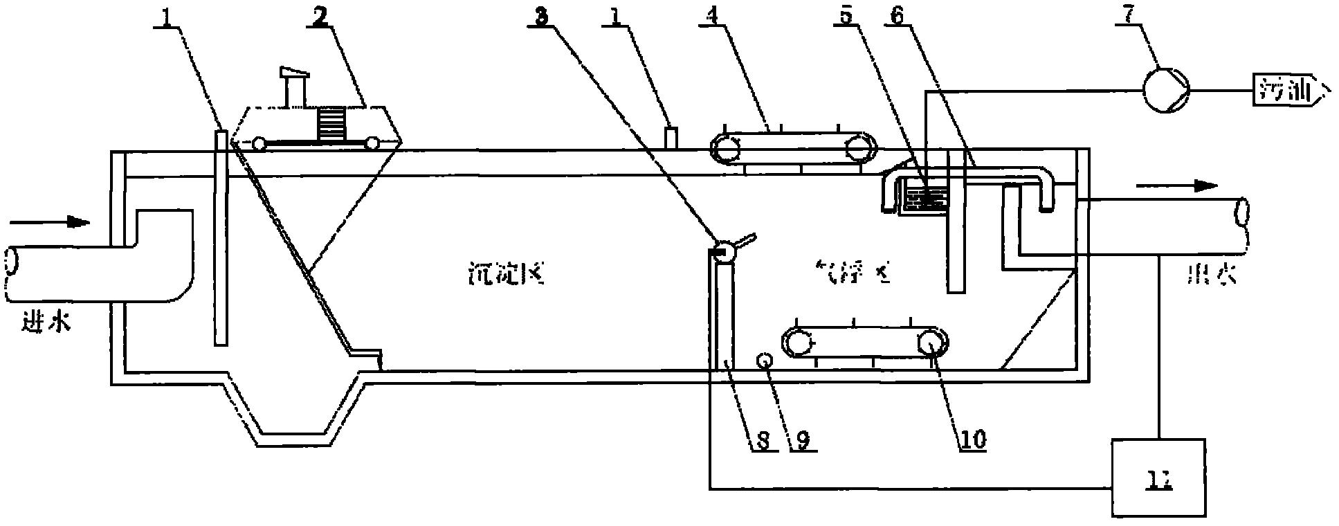 Method modifying horizontal flow sedimentation tank into sedimentation floatation tank and modified sedimentation floatation tank