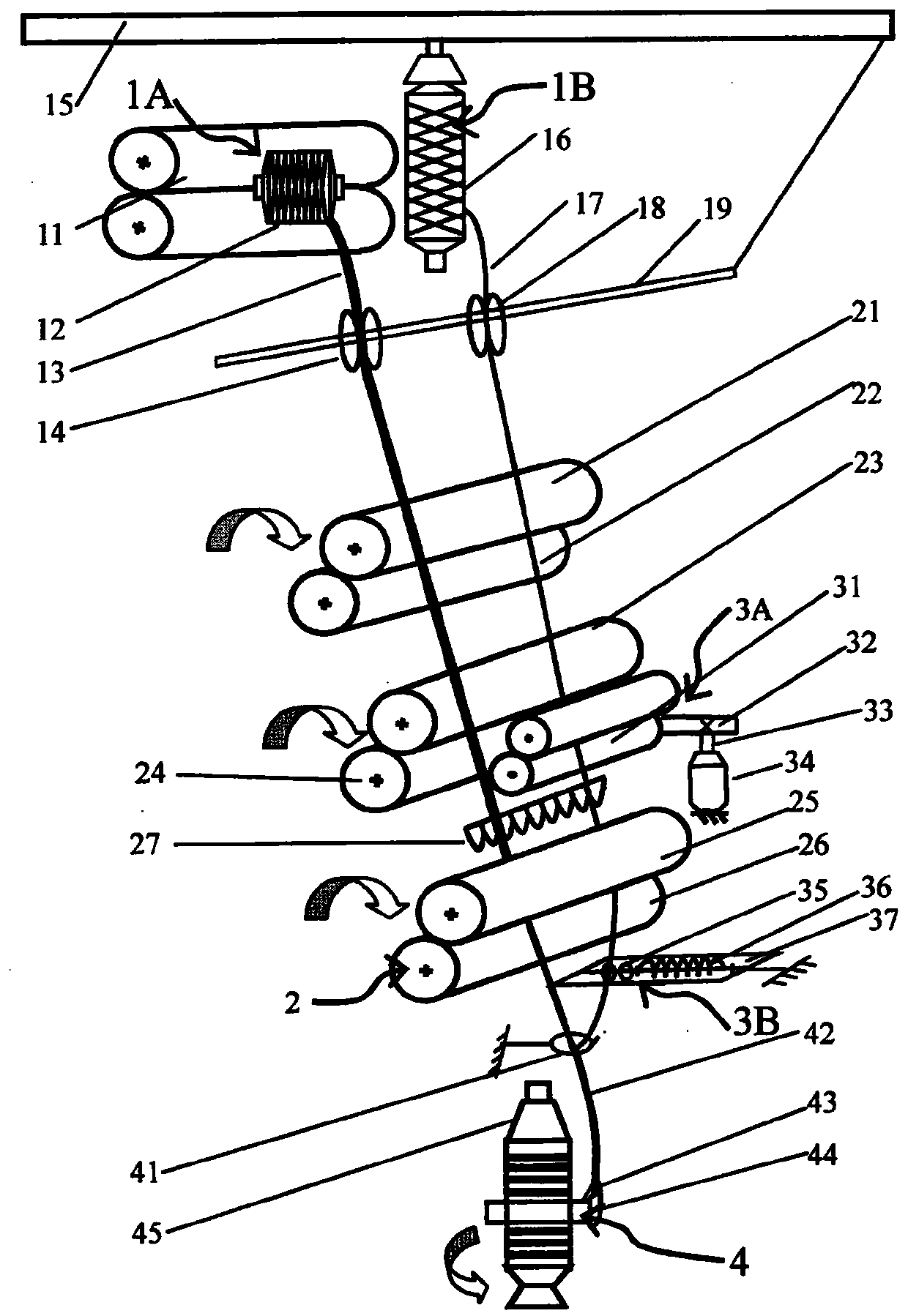 Spinning device of auxetic composite yarn with uniform wrapping angle based on improved ring spinning