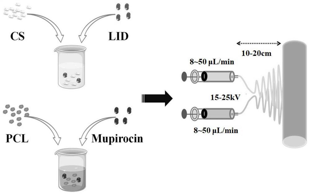 Chitosan/polycaprolactone composite nanofiber membrane material and application thereof