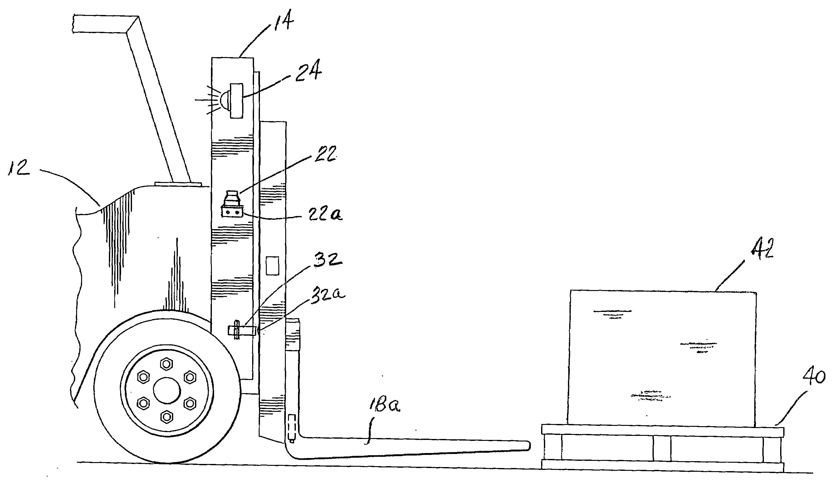 Lift truck fork aligning system with operator indicators