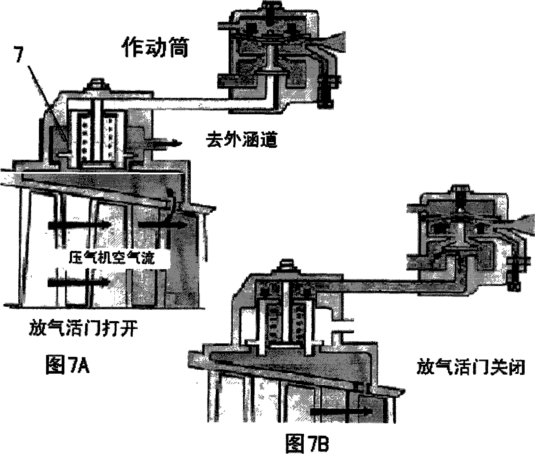 Synergic action device of preventing breath heavily and expanding stability of airbleed inside stator of multistage axial flow air compresdsor