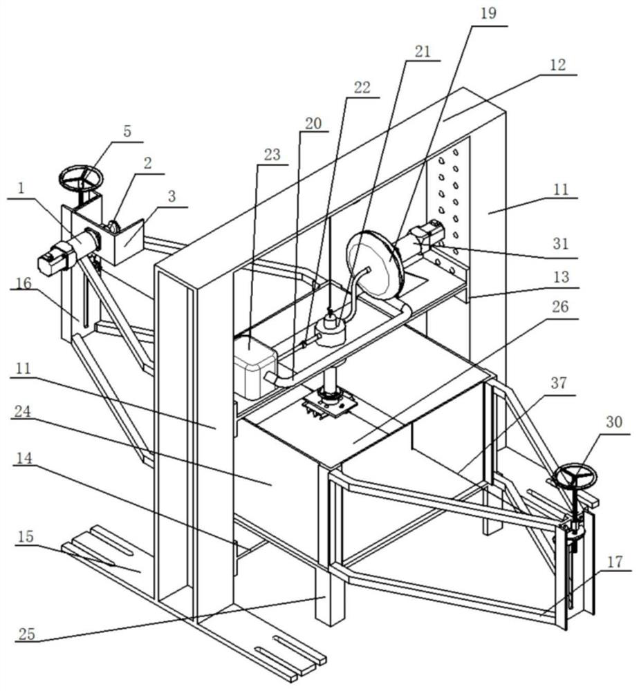 A ground mechanical performance testing device for underwater operation of crawler vehicles