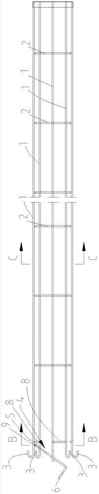 Bag type dust-collecting built-in bag cage and combined mounting structure of bag cage and filtering bag on tube sheet