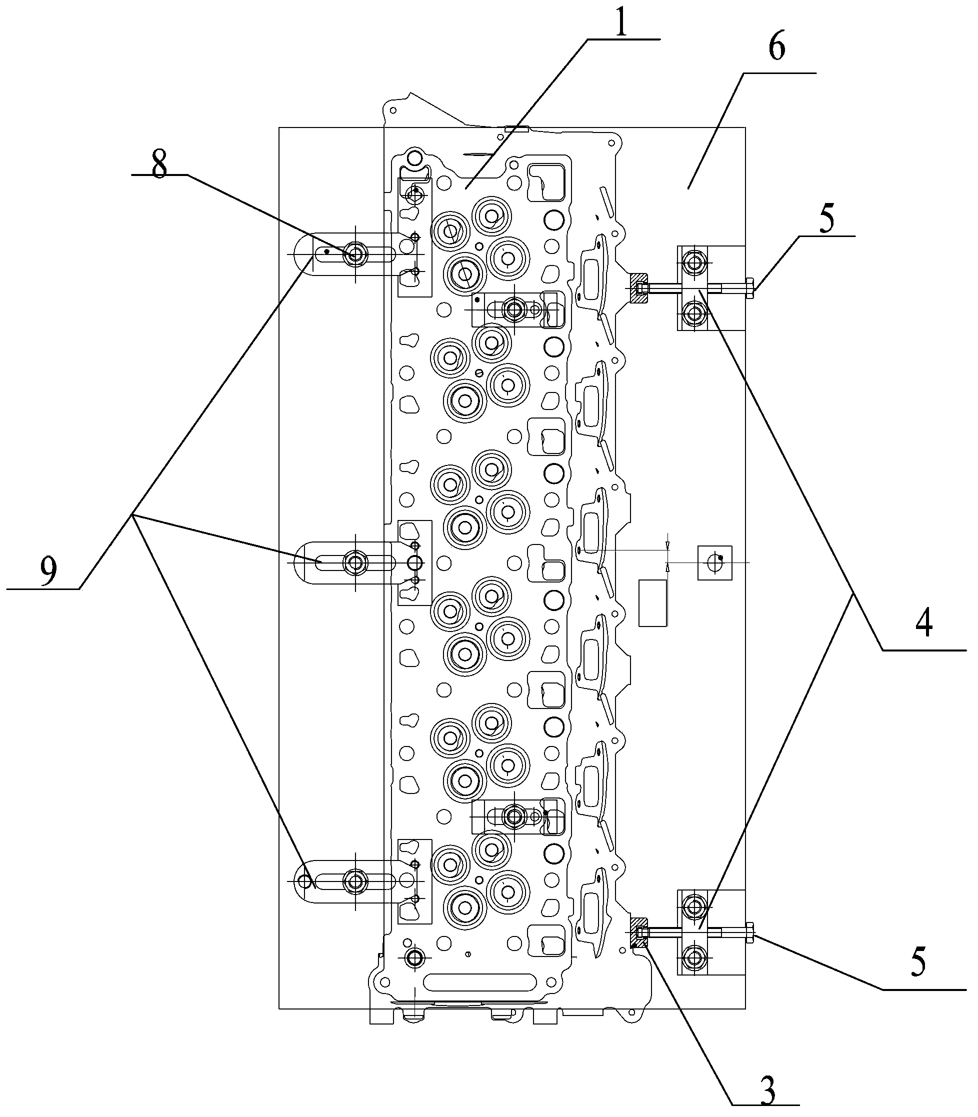 Machining method of cylinder cover air intake slope and cylinder cover clamping device