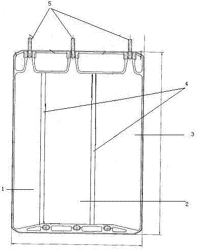 Novel three-cavity transfusion bag for packaging long-chain fat emulsion injection, amino acid injection and glucose injection