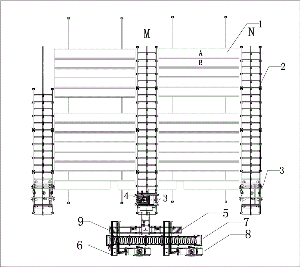 Full-automatic book management system with dense bookshelves