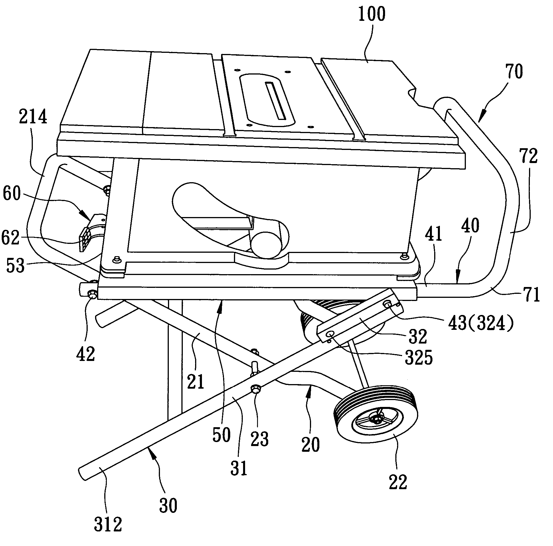 Foldable frame assembly for suspending a machine above a ground surface