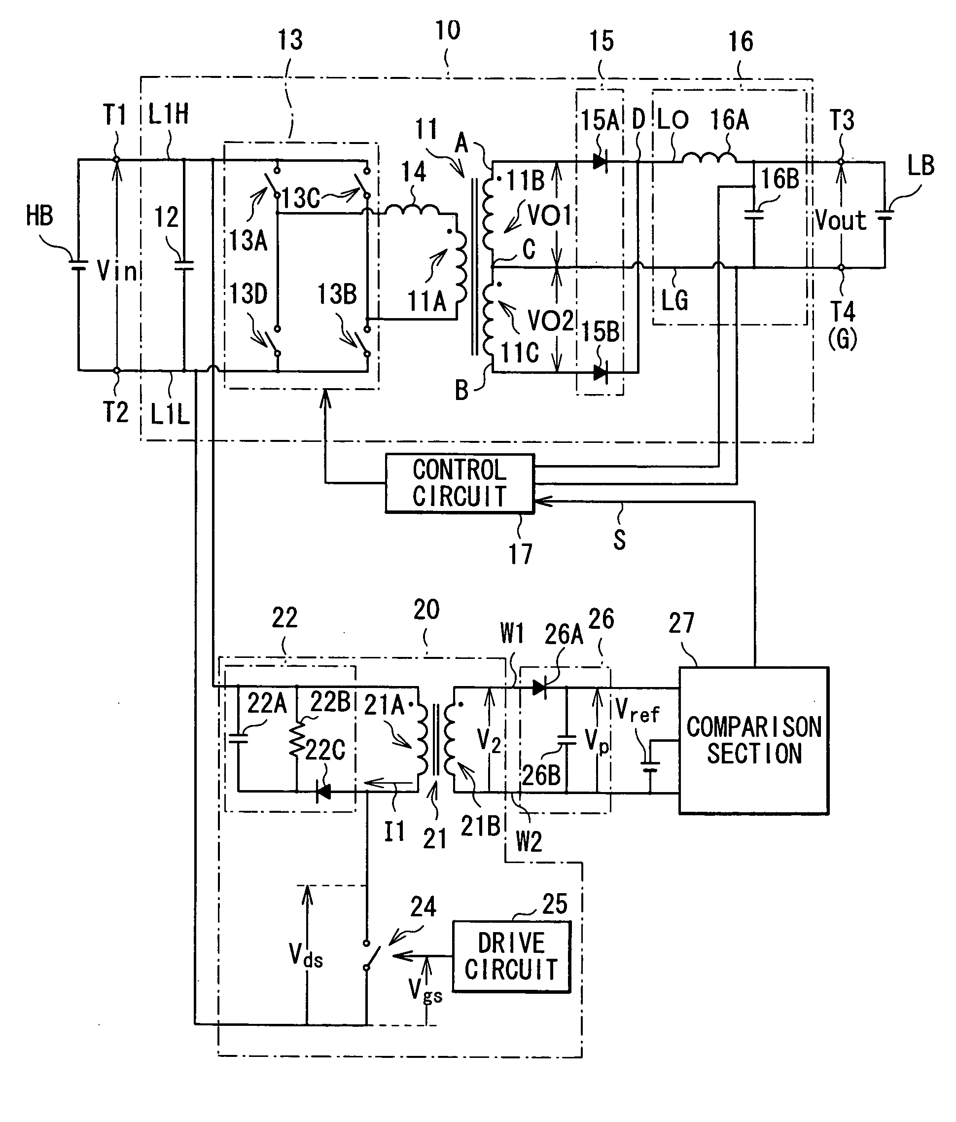 Switching power supply unit and voltage detection circuit