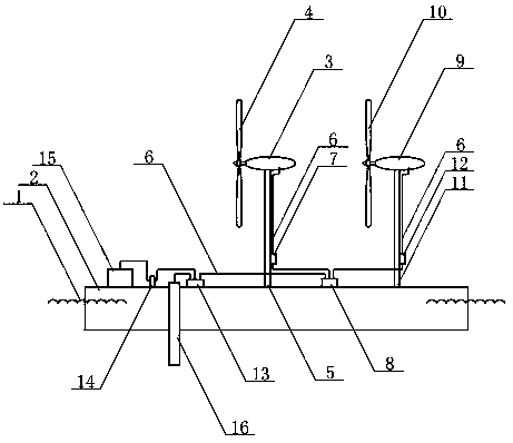 Water floating wind driven generator built on bamboo-wound composite pressure buoyancy tank