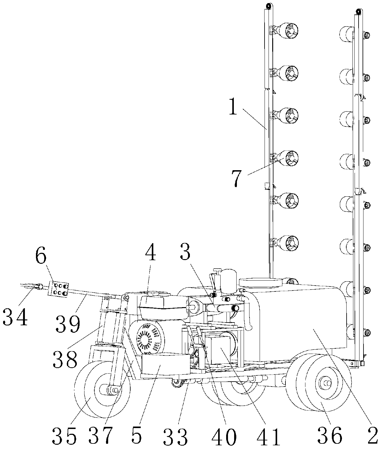 An electrostatic sprayer with dispersed wind source and directional air supply