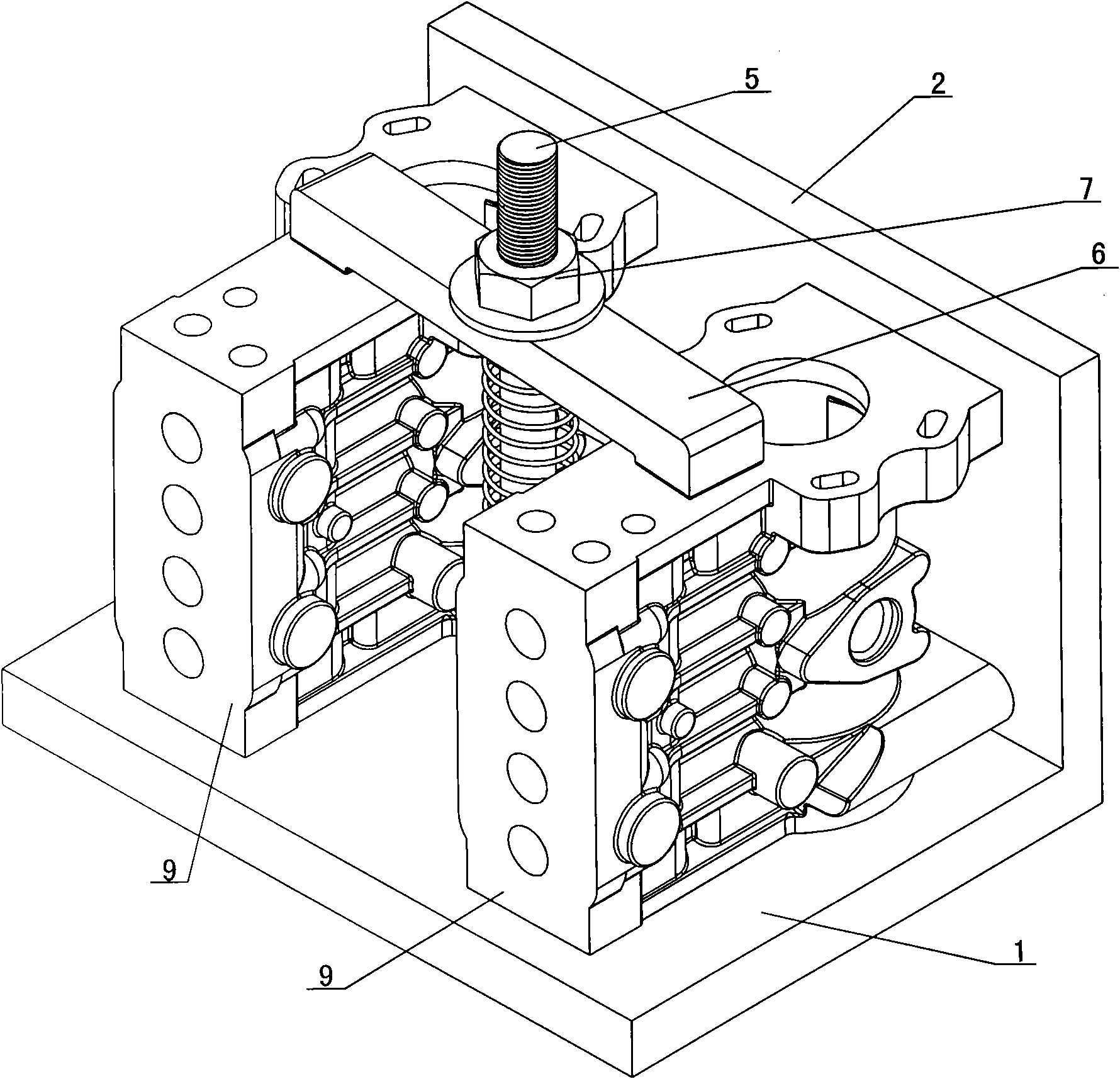 Clamp for processing a plurality of slender holes on workpiece and processing method thereof