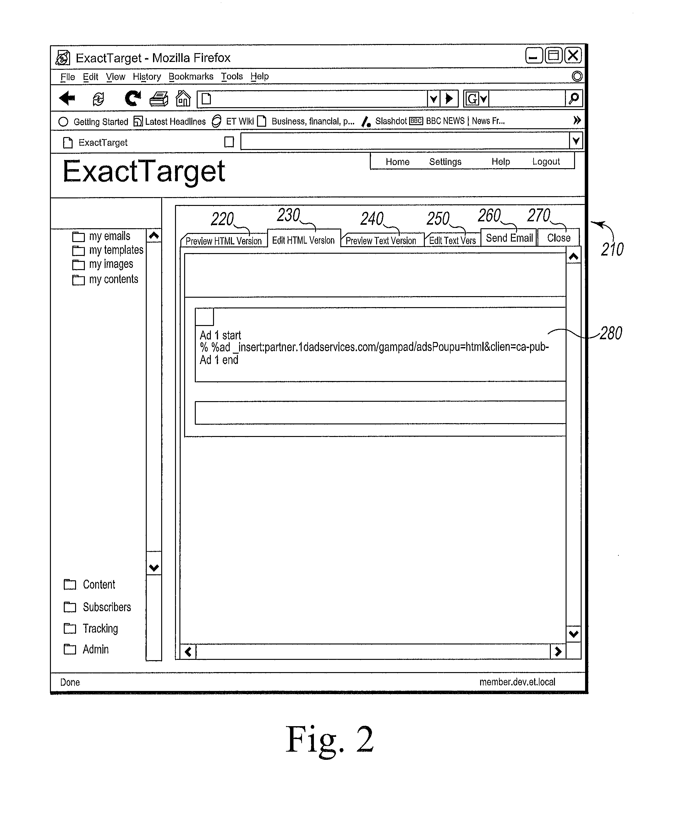 System, method and user interface for generating electronic mail with embedded optimized live content