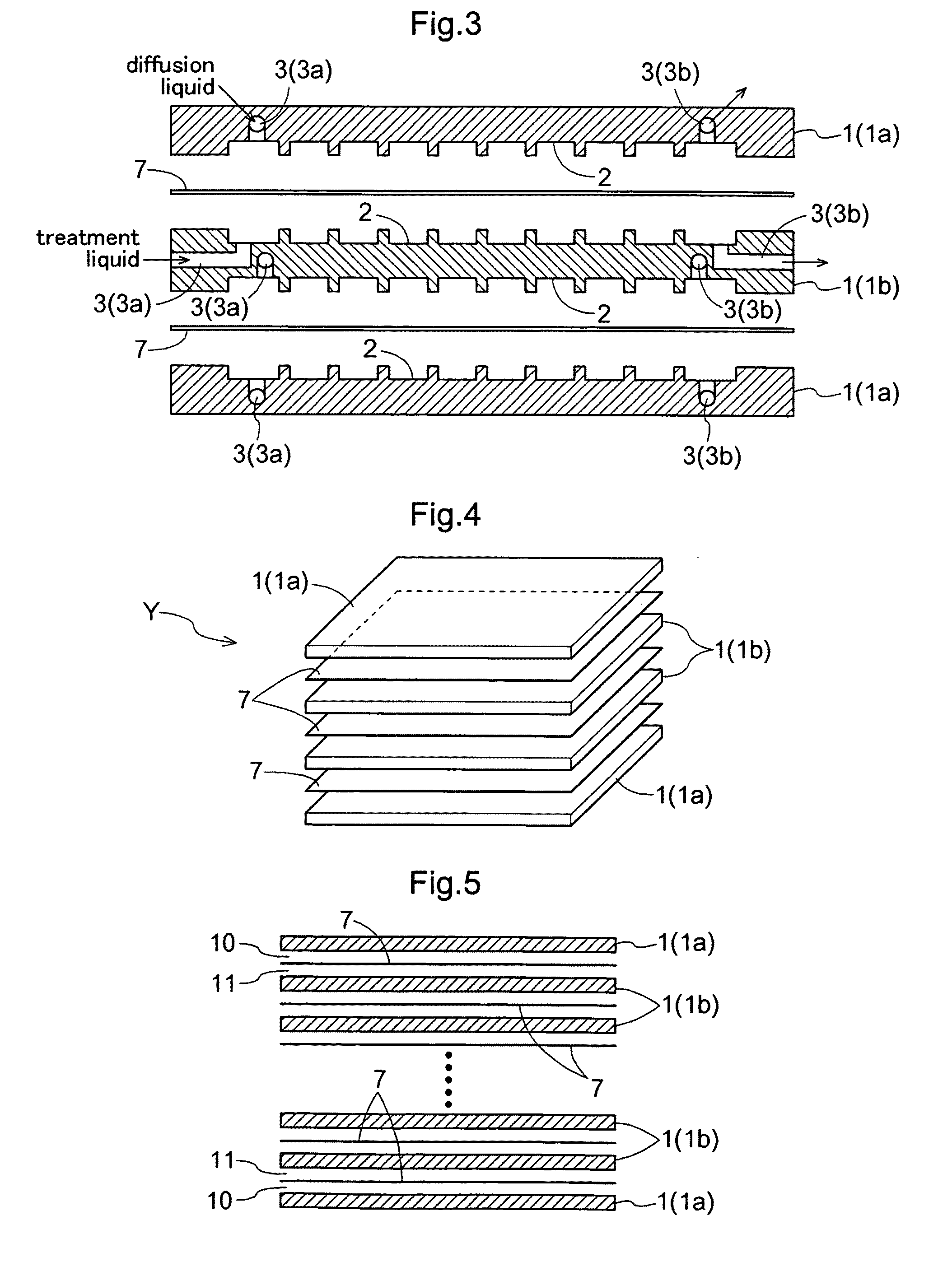 Pore diffusion type flat membrane separating apparatus