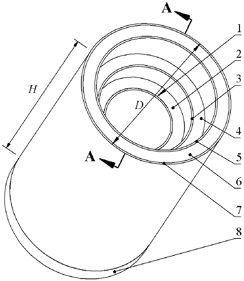 Variable-cross-section gradient foam core cylinder anti-explosion structure