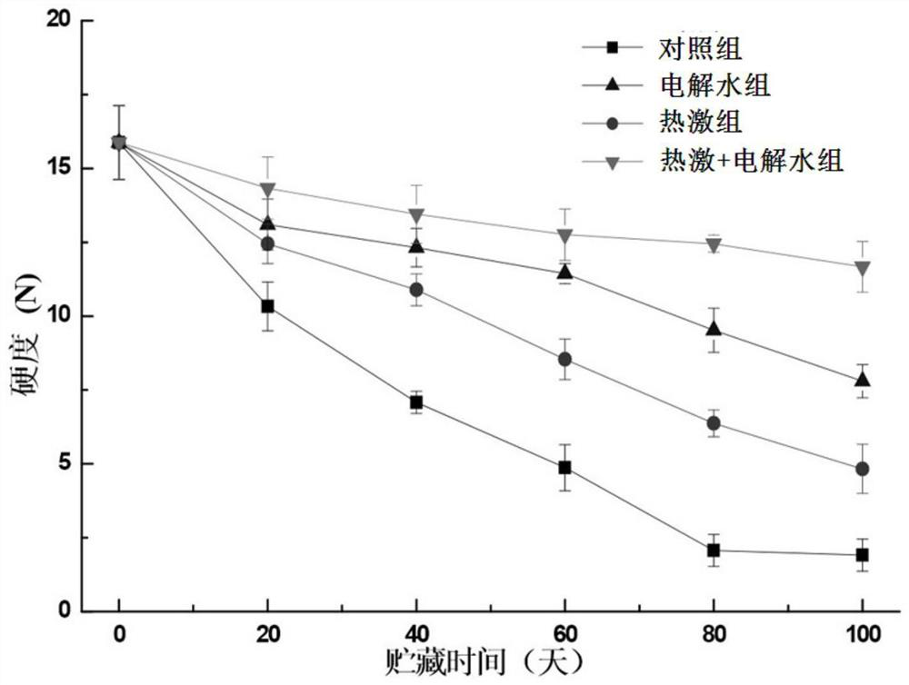 A dynamic controlled atmosphere storage method based on heat shock and electrolytic water treatment to delay softening and dehydration of fresh jujube