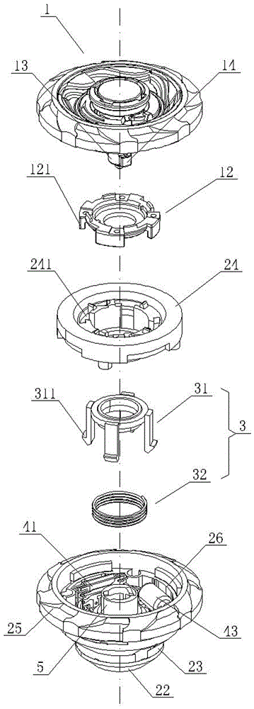 A combined toy top with magnetic control separation