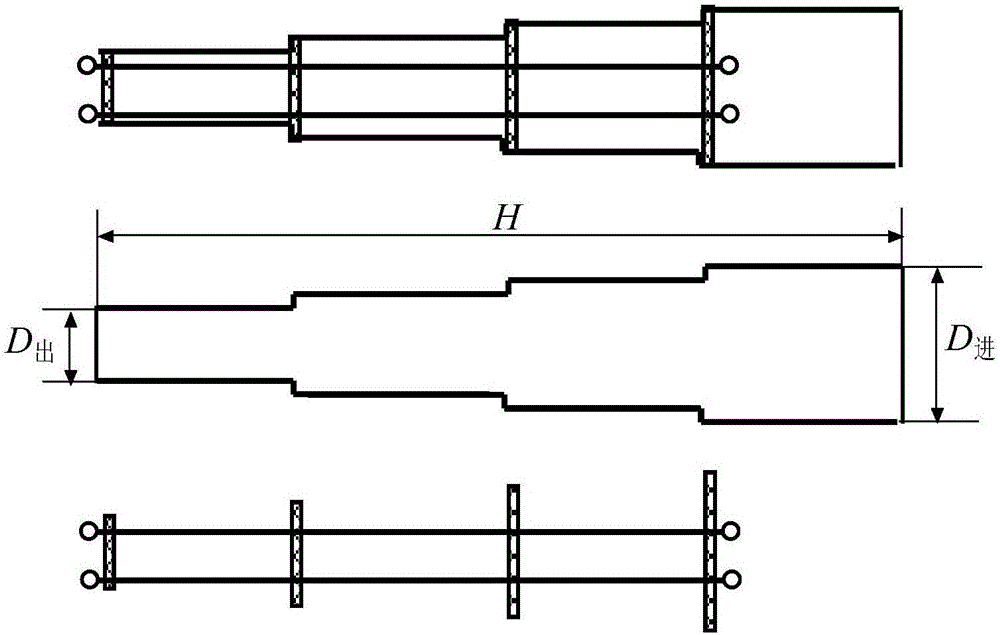 Lining step tube and porous baffle composite type multi-level magnetic field arc ion plating method