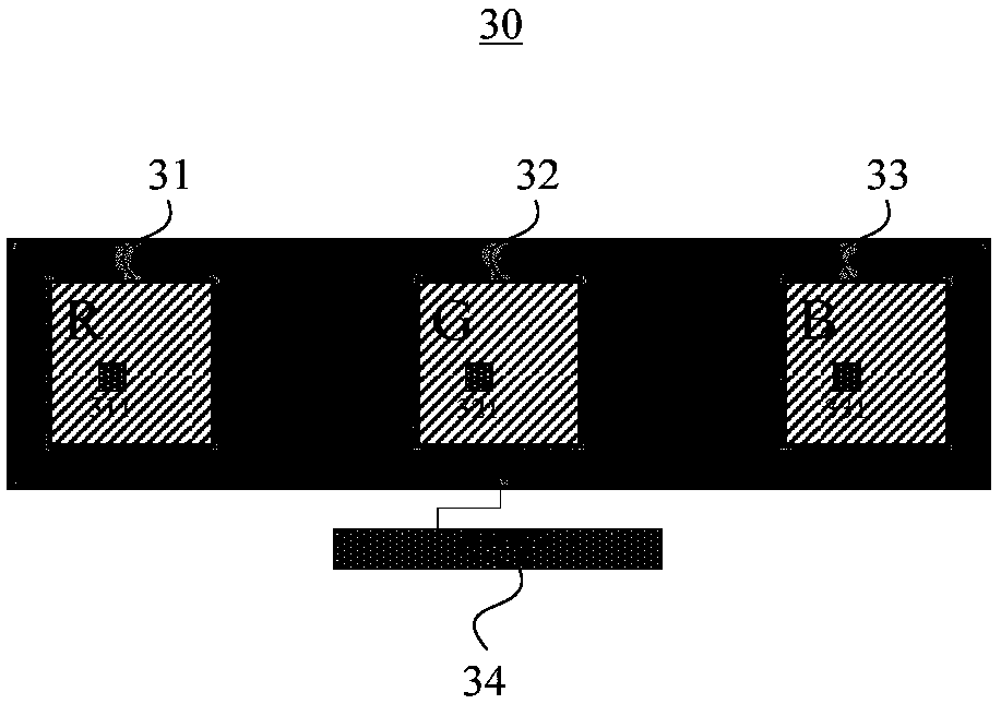 Virtual LED display module based on three-color strip-type LED chips and virtual LED six-fold frequency-doubling display method based on three-color strip-type LED chips