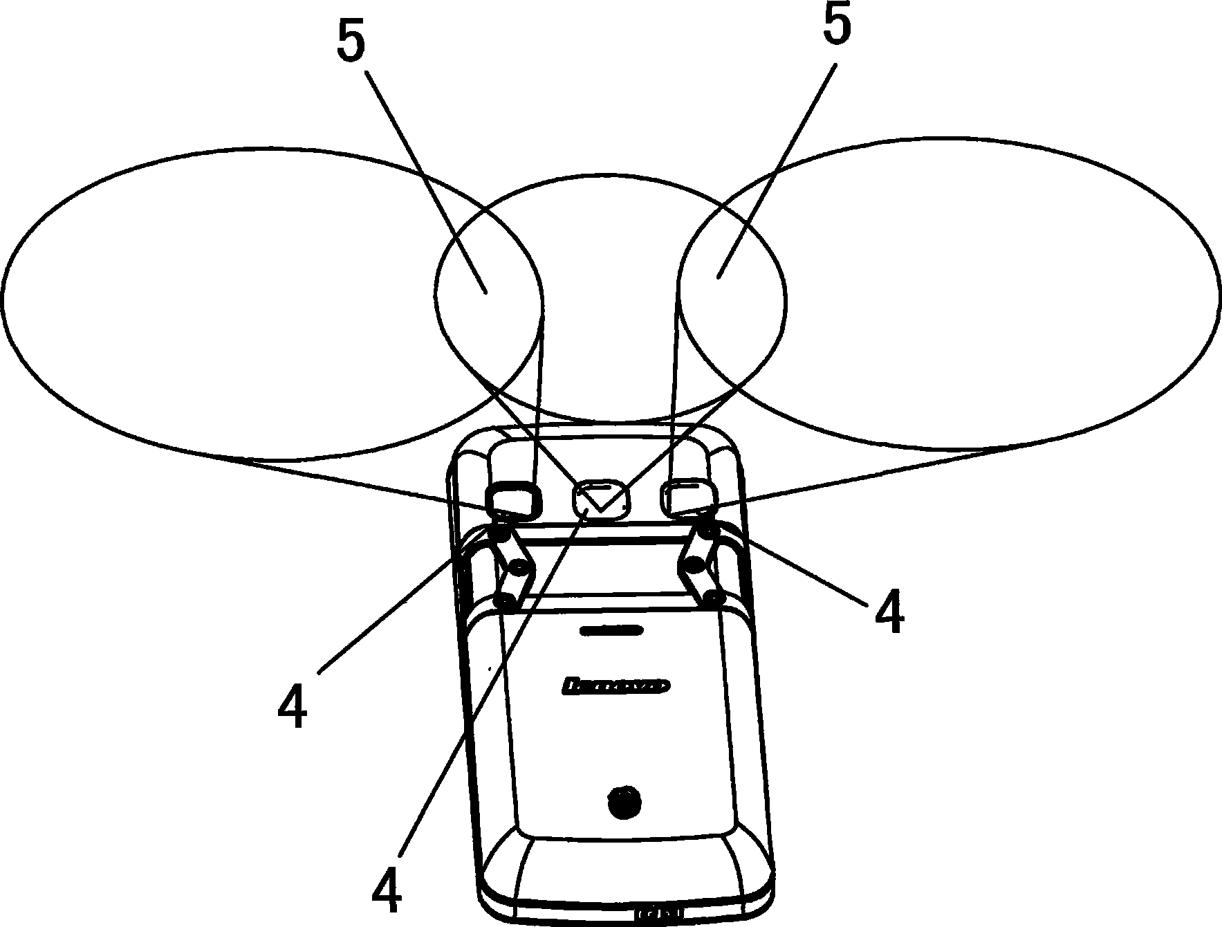 Mobile phone capable of panorama shooting by pick-up head combination