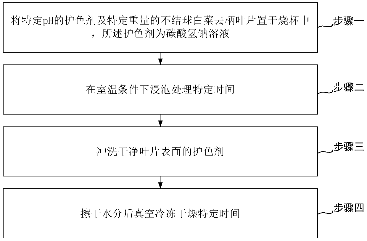 Color fixative for vacuum freeze-dried non-heading Chinese cabbage green leaves and use method thereof