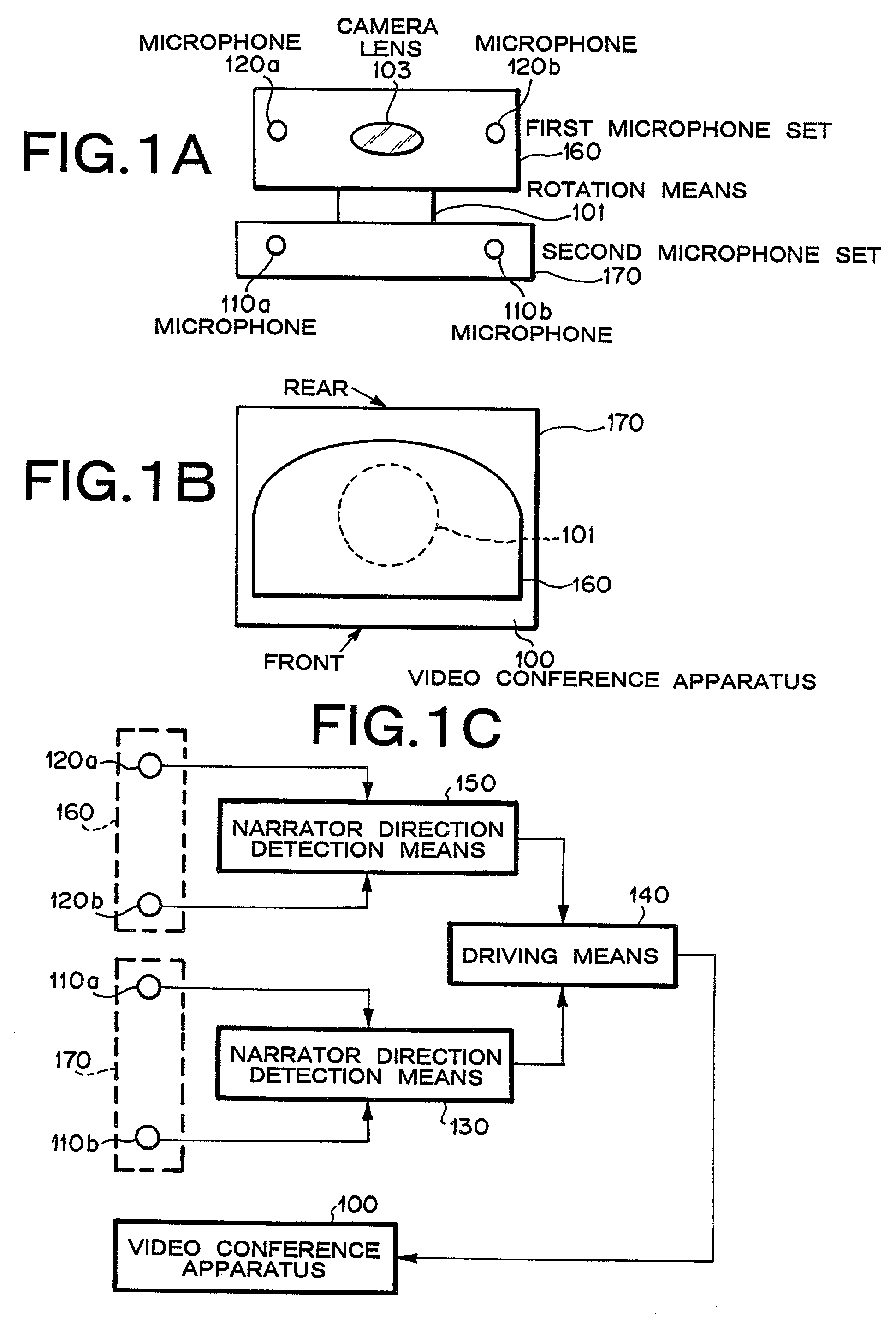 Apparatus for detecting direction of sound source and turning microphone toward sound source