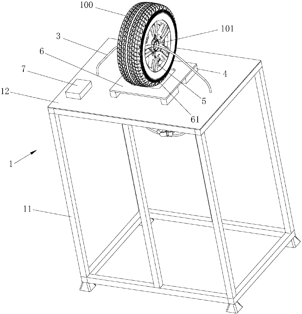 Novel tire constraint modal testing device