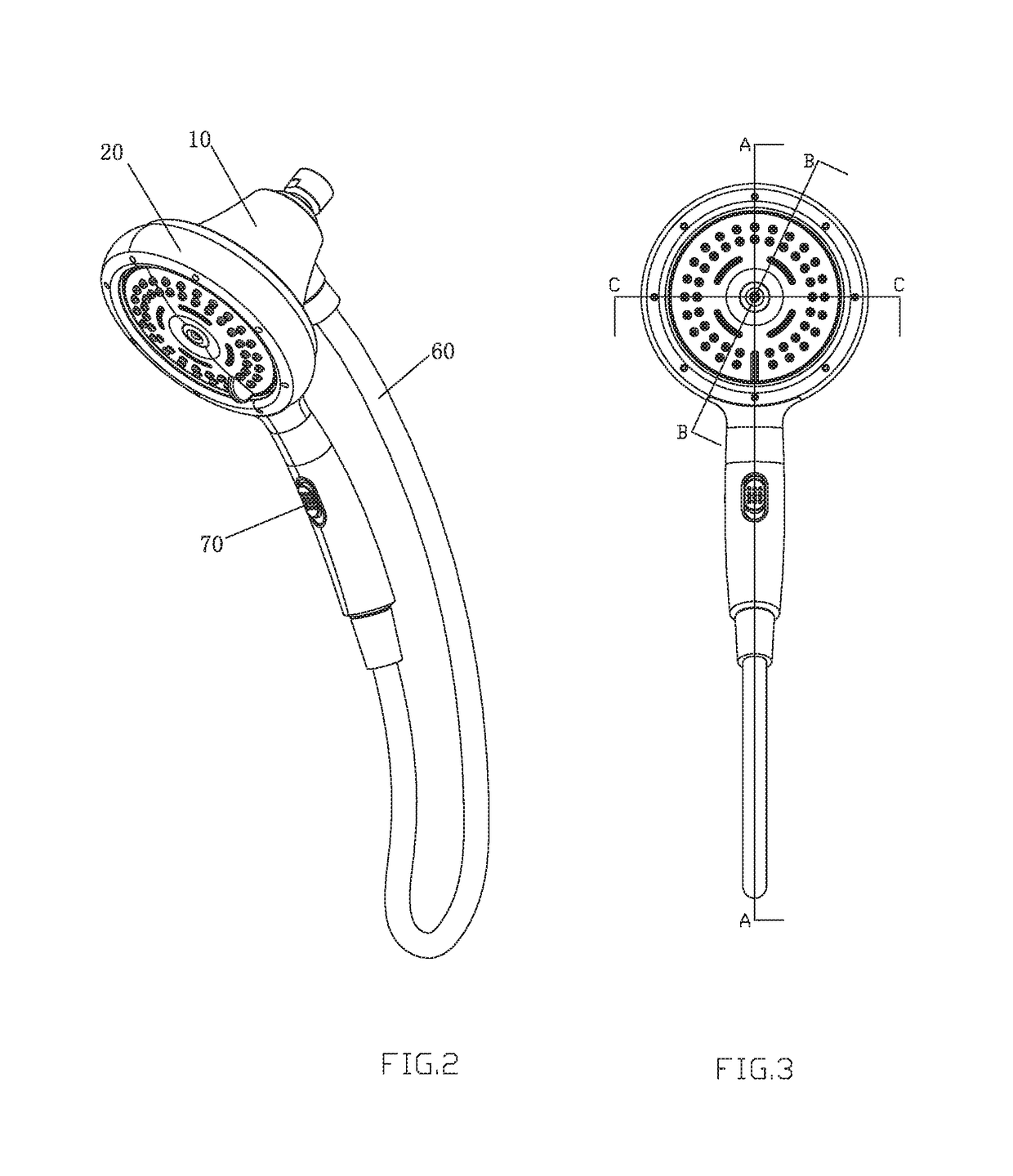 Showerhead combination and method for switching water flowing