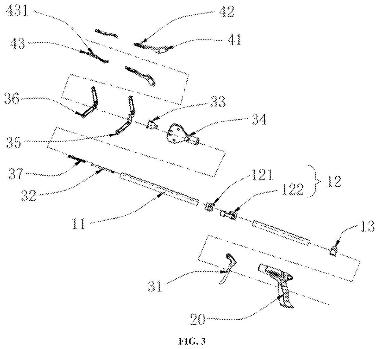 Extensible stable clamping device