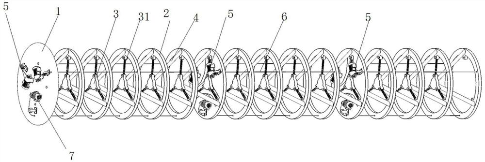 Continuous stretch-draw integrated robot driven by multiple sections of ropes