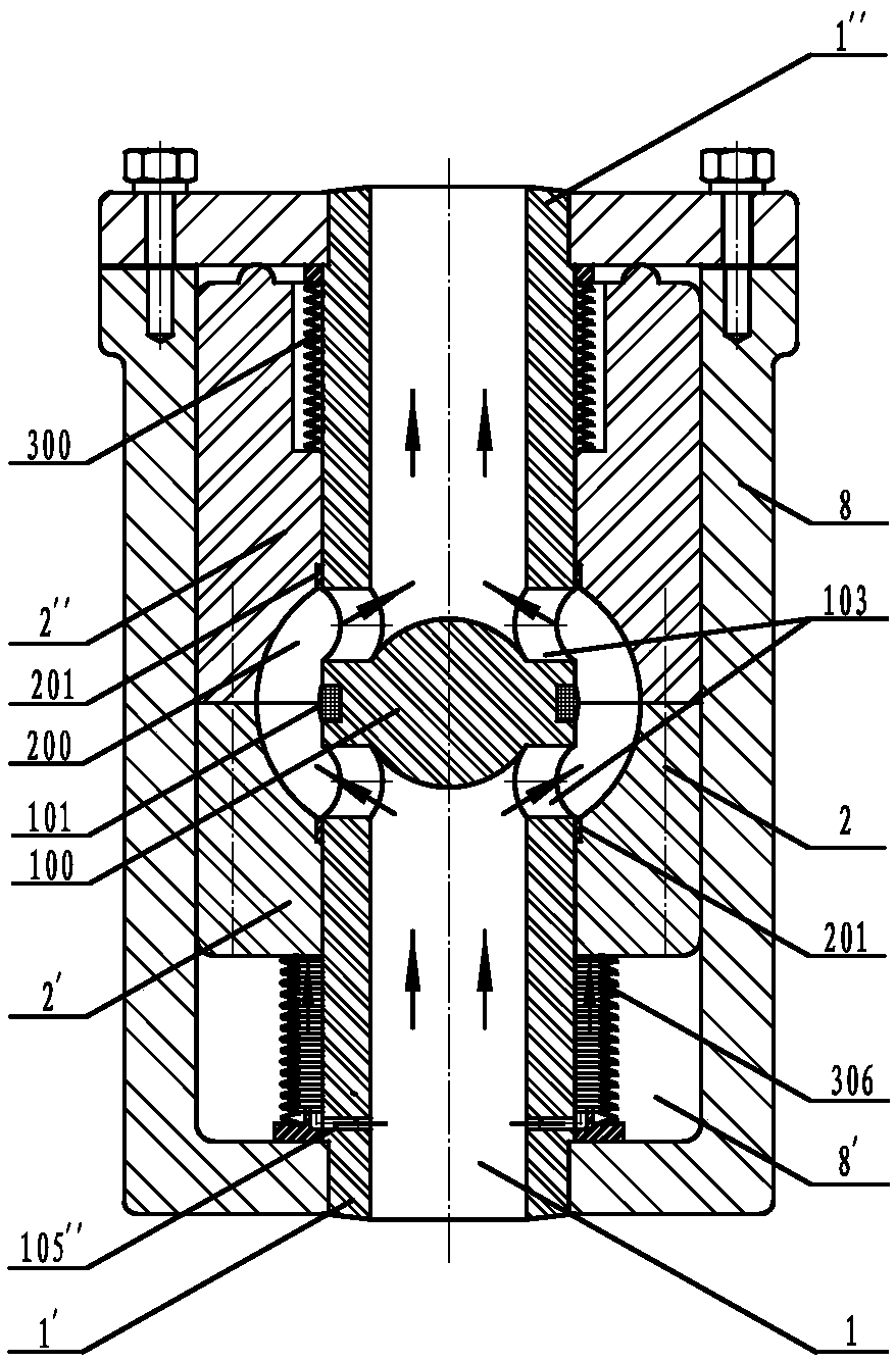 Drive core pipe valve of dual valve body bellows pressure cabin