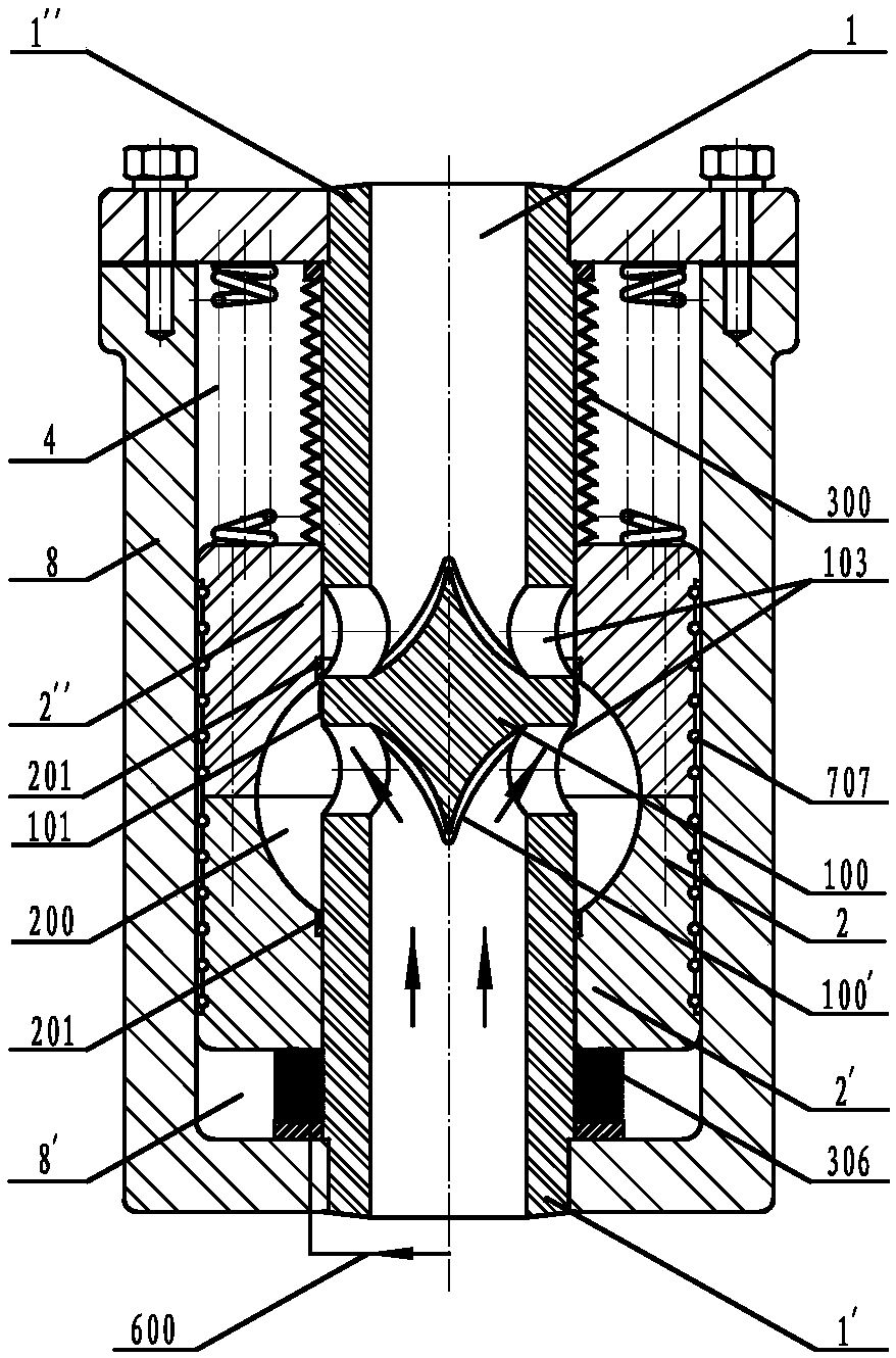 Drive core pipe valve of dual valve body bellows pressure cabin