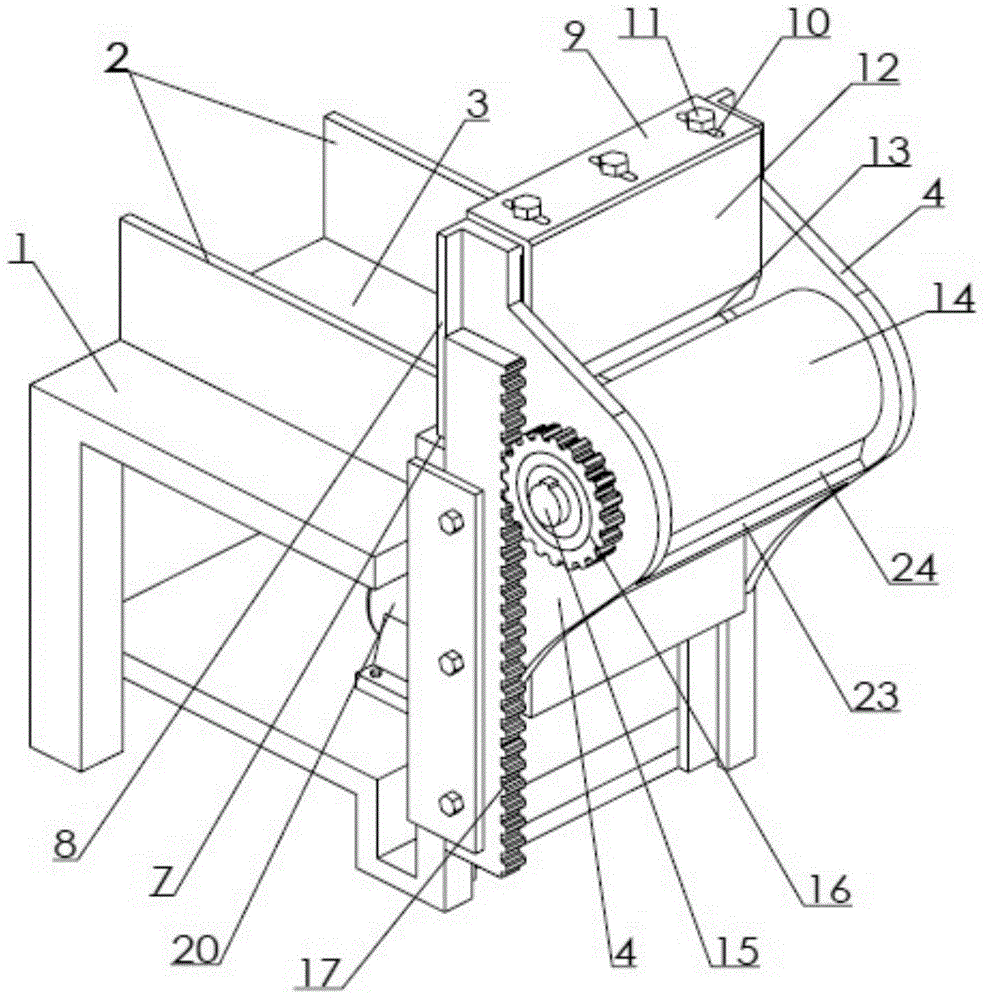 Follow-up roller type straight knife breakage-proof meat slice cutting device