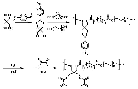 Rapid hydrophilic polyurethane light-curing adhesive, preparation method and curing method