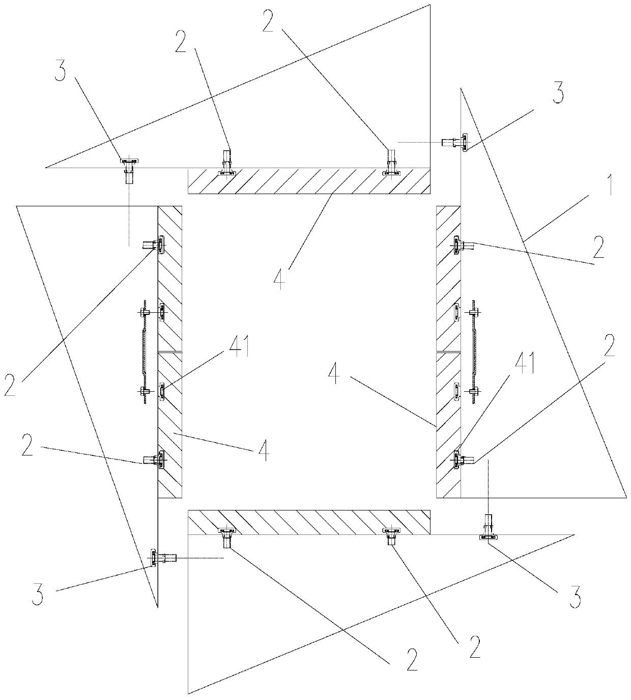 Novel concrete column template device and construction method thereof