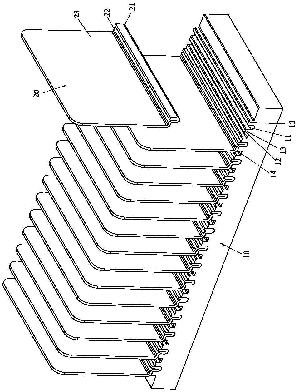 Cooling fin stamping and riveting structure