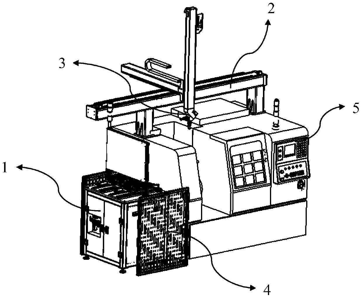 Dot matrix type feeding machine and machine tool automatic feeding and discharging system comprising feeding machine