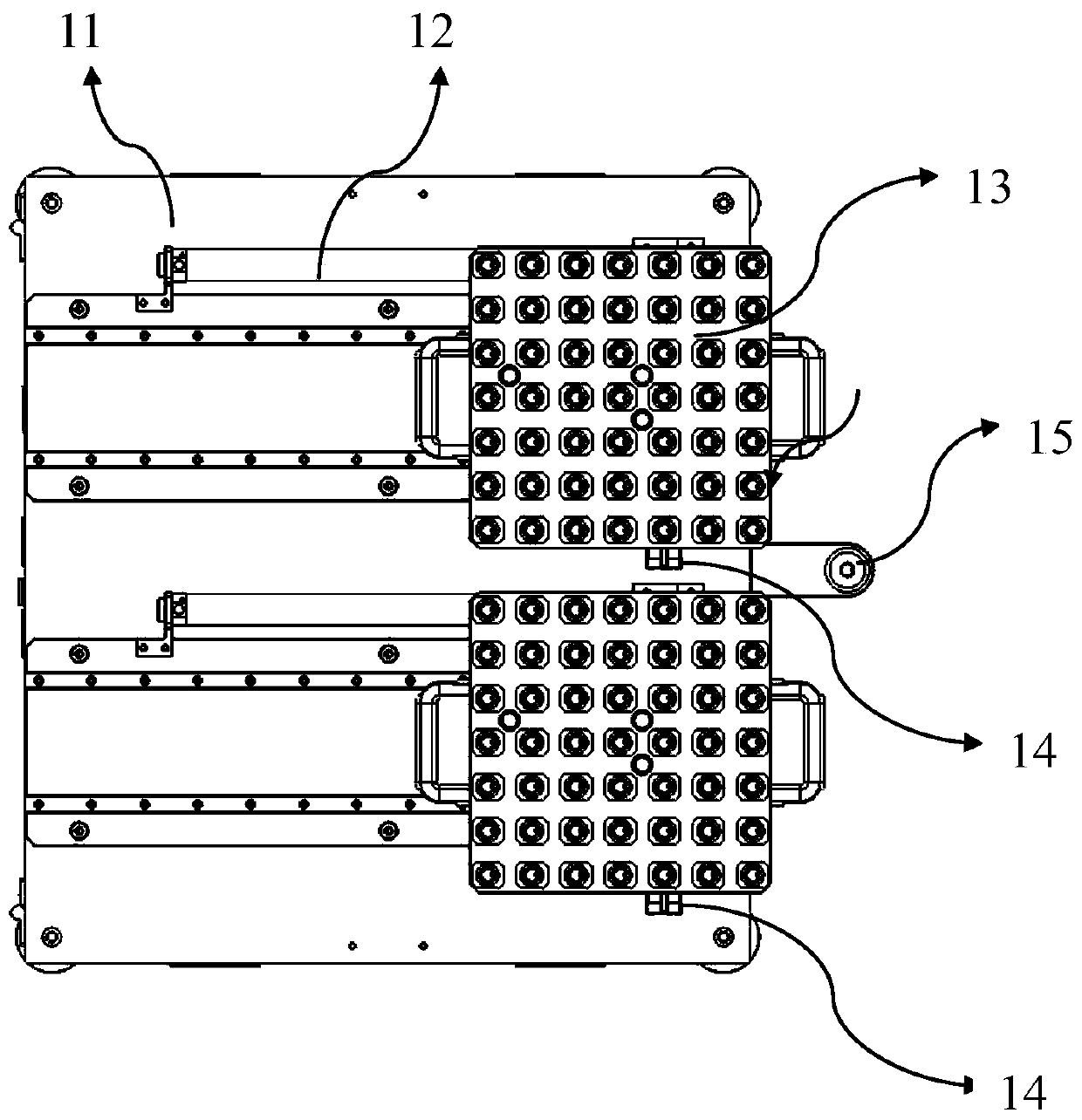 Dot matrix type feeding machine and machine tool automatic feeding and discharging system comprising feeding machine