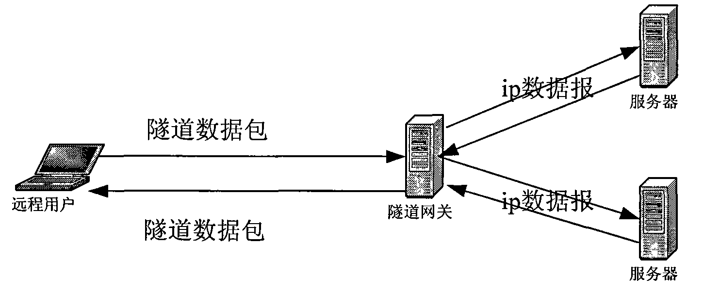 Multiple tunnel concurrent model implementation method based on virtual network card technology