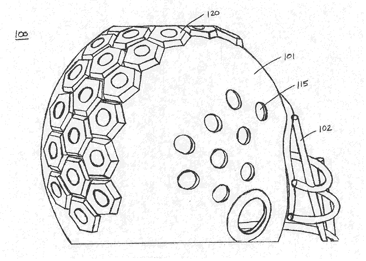 Sports helmet with collapsible modular elements