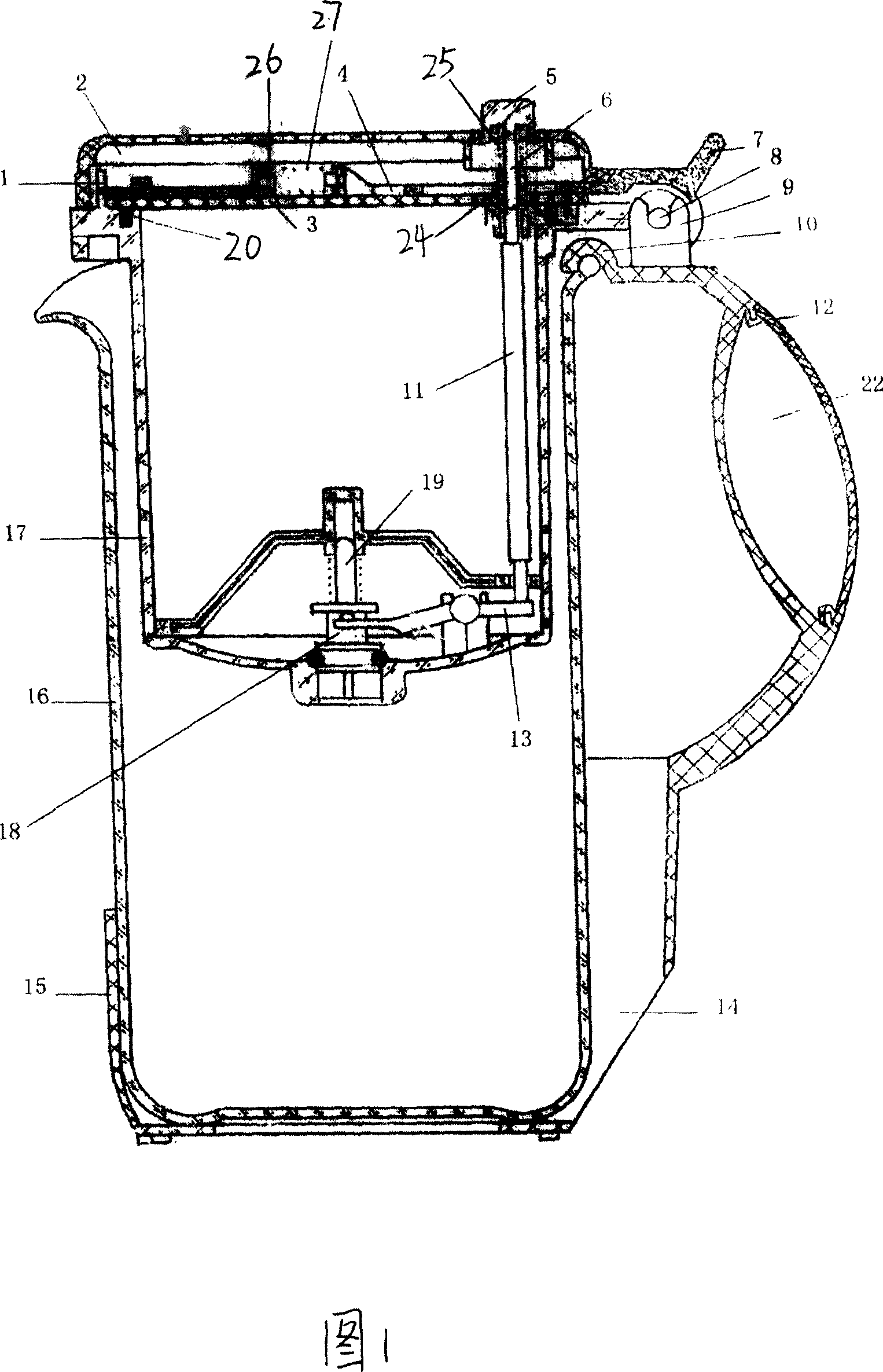 Sealing press piston type drink soaking device having protection equipment